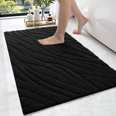 Килимок для ванної кімнати DEXI, чорний, 61 x 92 см, машинне прання, антиковзаюча поверхня