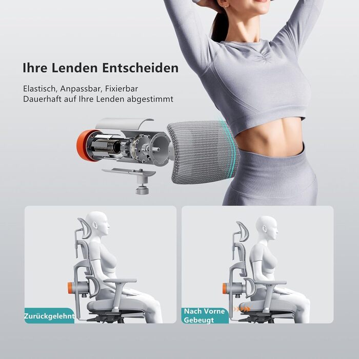 Офісне крісло Newtral Ergonomic NT002 з регульованою підголівником та підлокітниками (сірий), знімний стіл