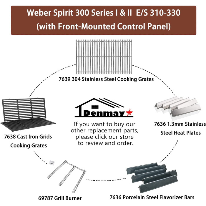 Решітка-гриль Denmay з нержавіючої сталі 304 для Weber Spirit I & II E/S 310, 320, 330
