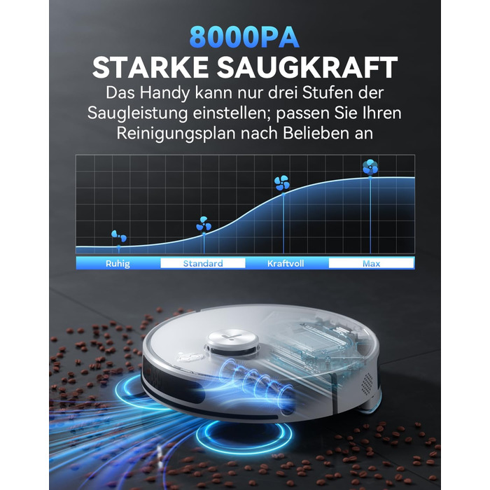 Робот-пилосос Tesvor S8 Pro з функцією миття - 8000Pa, 3-в-1, LiDAR-навігація, 240 хв роботи, керування через додаток/Alexa, для шерсті тварин, килимів та твердих підлог