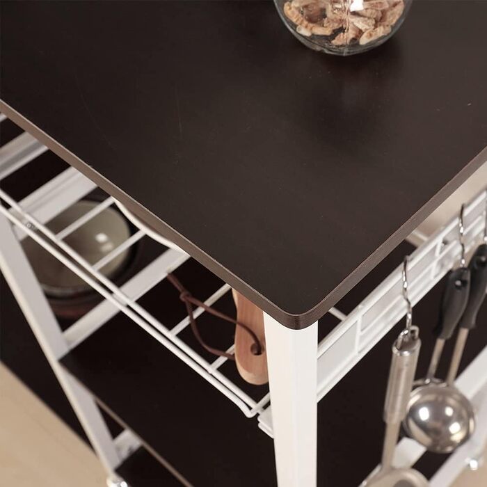 Стелаж для кухні Soges: місткий, з 3 полицями, для мікрохвильової печі, чорний (темно-коричневий)