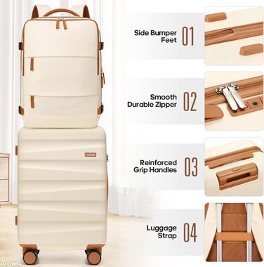 Набір валіз Gepäck: Рюкзак, ручна валіза з полікарбонату, набір з 3 шт. (20 дюймів), з спін-колесами та TSA-замком