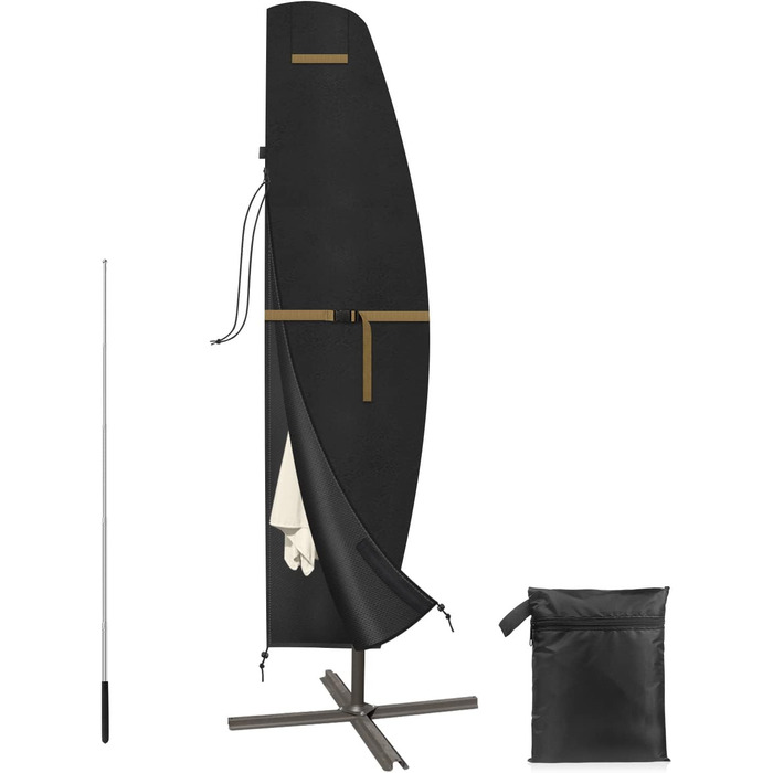 Захисний чохол для подвійного парасоля VANSHEIM Ø 400 см, водонепроникний, UV захист, для парасоля-маркізи, 460x270 см (280x40/81/45 см)