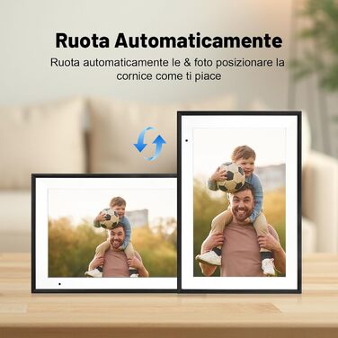 Цифровий фоторамка WiFi 10.1 дюйма, IPS HD сенсорний екран, 32GB, автоматичне обертання, миттєве завантаження фотографій, чорний
