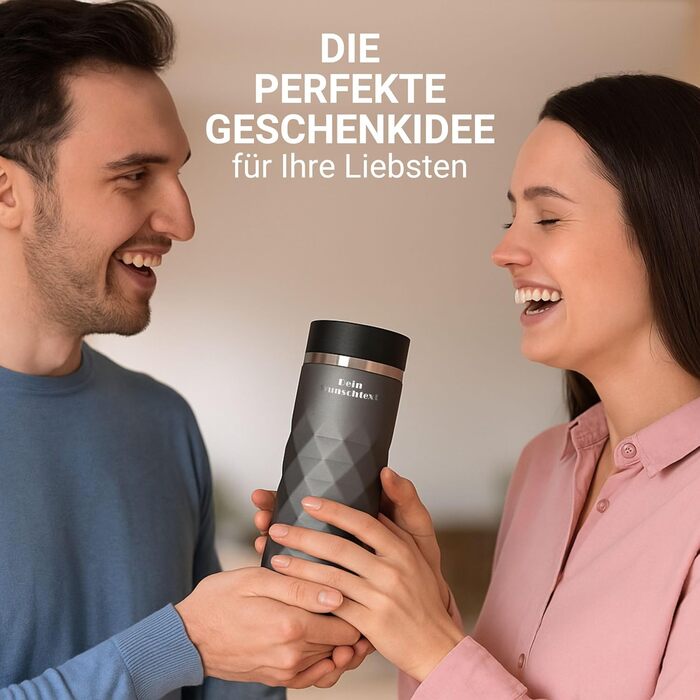 Термокружка Elasto з нержавіючої сталі, 450 мл, з індивідуальною гравіюванням, витримує протікання, термоізольована (Сірий шифер)