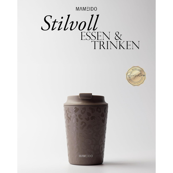 Термокружка MAMEIDO з трубочкою: ізольована, з кришкою, 350 мл, не протікає, Coffee to go, Wild Allure