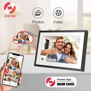 Цифровий фоторамка Frameo з Wi-Fi, 10.1 дюйма, 32GB, сенсорний екран, автоповорот, чорний