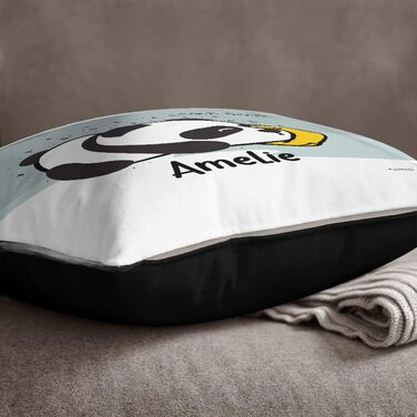 Подушка Sunnywall з милим малюнком для дитячої кімнати, подушка для обіймів із зображенням тварин (40 х 40 см, остигаюча панда), індивідуально персоналізована подушка для дитячої кімнати