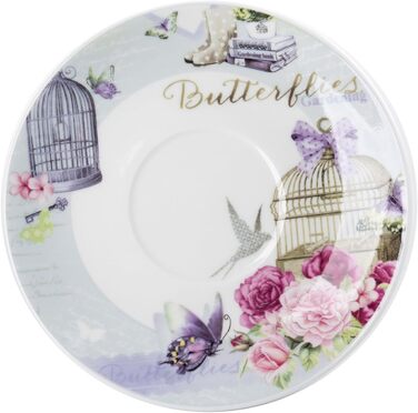 Набір чашок та блюдець London Boutique, Шabby Chic, вінтажний дизайн, порцеляна з квітковим візерунком, 2 набори в подарунковій коробці, кераміка (Lalic Summer Garden)