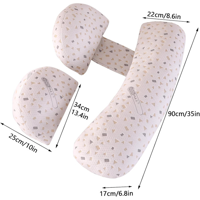 Подушка для вагітних GKXLH для підтримки спини, стегон та ніг, м'яка анатомічна подушка для сну з регульованим подвійним клином та знімним чохлом, сірі в горошок, великий розмір
