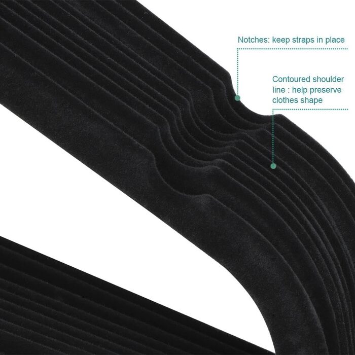 Вішалки для одягу Yaheetech 100 шт. - вішалки для костюмів, чорні, з поворотним гачком 360°