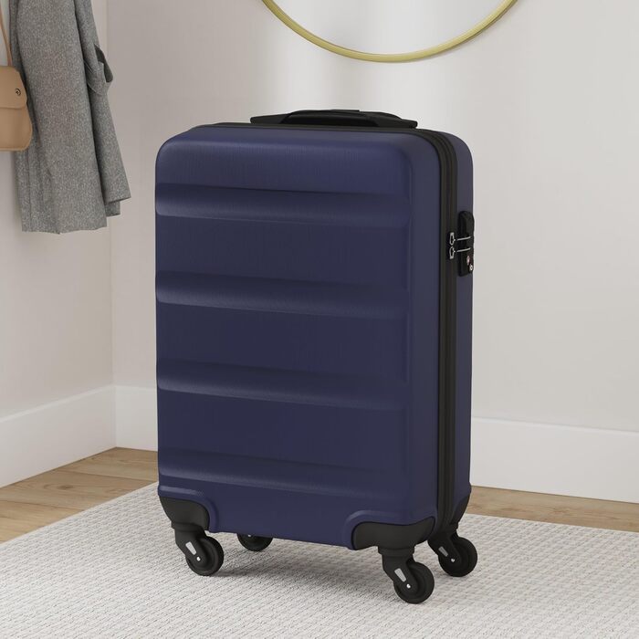 Чемодан-валіза KONO на коліщатках, середній, з ABS пластику, блакитний (колекція)