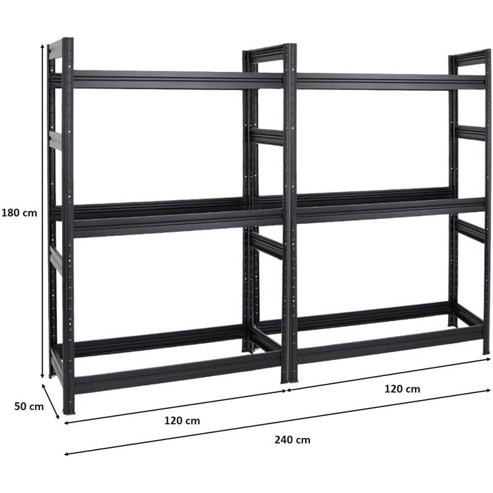 Стойка для шин PROREGAL Mega Deal (2 шт.) 180x120x50 см, чорна. Макс. навантаження 150 кг, до 24 шин