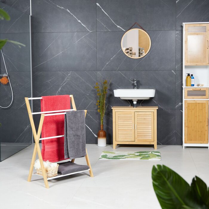 Підставка для рушників Relaxdays з поличкою, бамбук