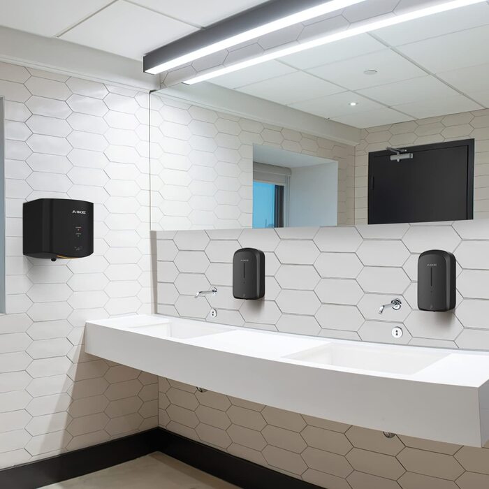 Електричний сушар для рук AIKE AK2630S: швидке сушіння (10 сек), енергозбереження, автоматичний, для кухні, ванної, туалету, 220V, 1400W, чорний