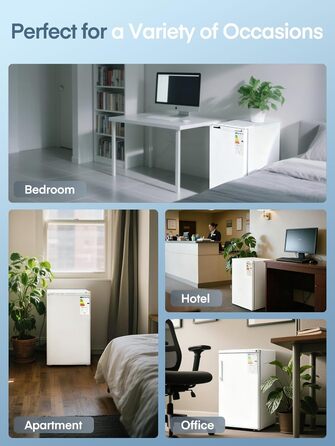 Компактний холодильник FOHERE на 90л з морозильною камерою, регулюванням температури (7 рівнів) та відділенням для овочів, білий