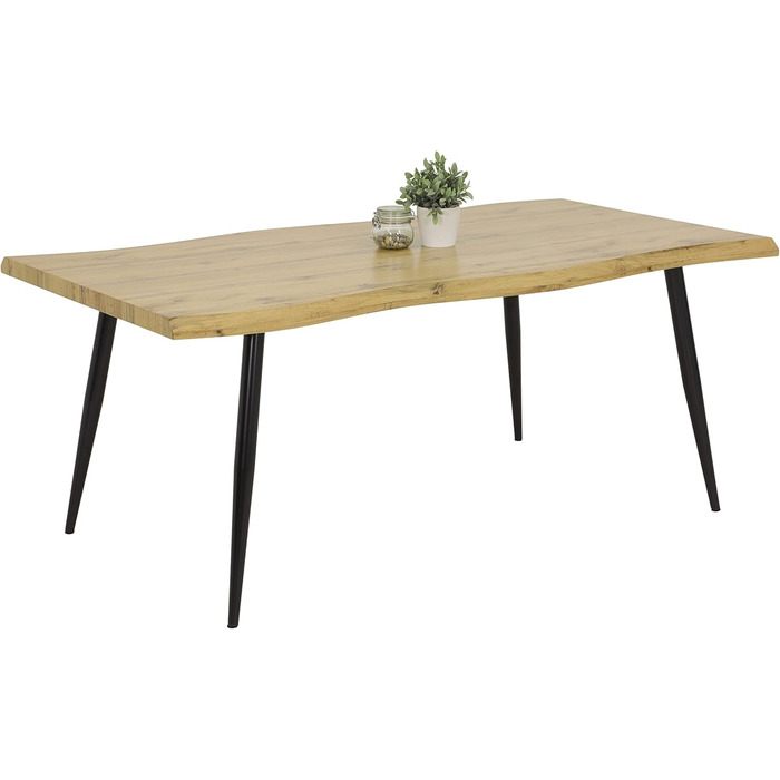 Обідній стіл Hela Gabi з масиву з імітацією деревної текстури, квадратний, 180x100 см, горіх дикий