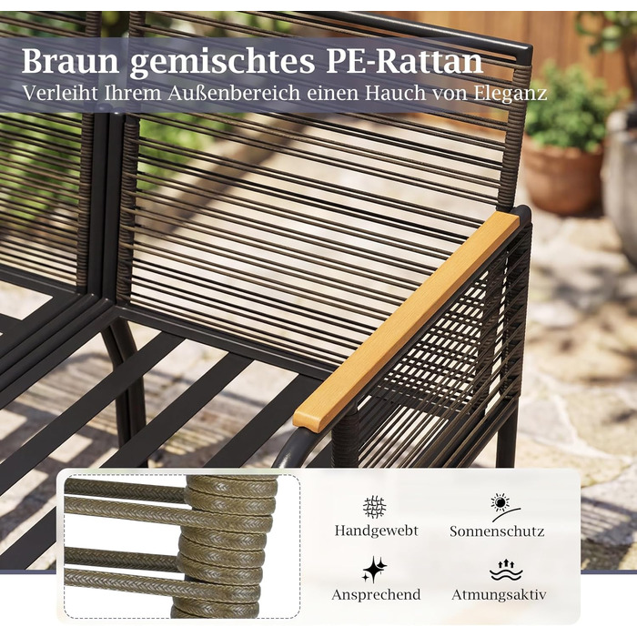 Садовий набір меблів з ротангу COSTWAY: Лаунж-комплект з столом та подушками для саду, балкону, тераси - 3-х місний сірий