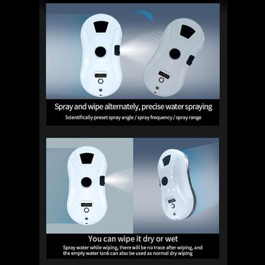 Робот для миття вікон автоматичний з розпилювачем води, 5600 Па, з захистом від падіння, дистанційне керування, для вікон та скла, 220V