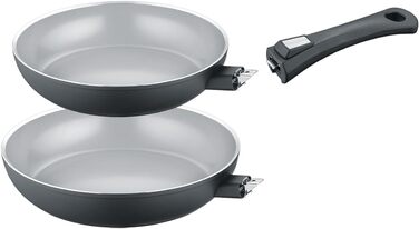 Набір сковорідок Berndes b.perfect 2 шт. - універсальна сковорода 24/28 см, знімний ручка, для всіх плит, антипригарне покриття, алюміній, без PFAS, чорний