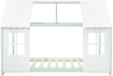 Дитяче ліжко Tostedt: будиночок-ліжко для підлітків, ліжко-ігровий будиночок, напіввідкритий дизайн, ліжко Монтессорі з масиву сосни, 120x200 см, рожевий/білий