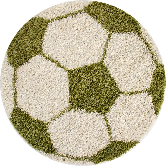 Кудлаті дитячі килимові м'ячі футбольної форми та чорний - круглий килим для дитячої кімнати з довгим ворсом Дитячий килимок для хлопчика та дівчинки надзвичайно м'який та антиалергенний (120 см круглий, зелений), 24