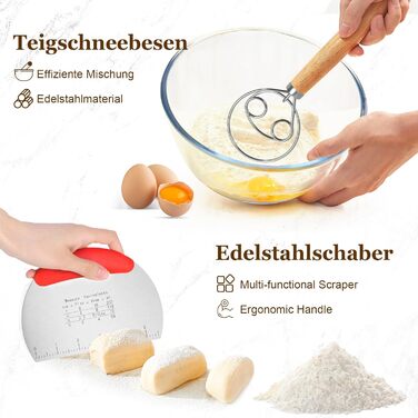 Набір для приготування закваски SHANNA: 9 предметів для випікання хліба, включаючи корзину для бродіння, скляну банку для закваски, скребок для тіста та інші аксесуари