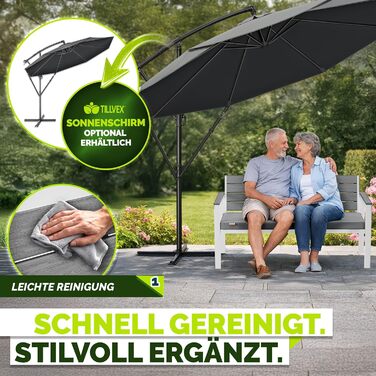 Садова лавка Tillvex® 3-4 місця з подушками та чохлом, вулична, стійка до погодних умов, деревоподібна, до 300 кг, сіро-біла (130 см)