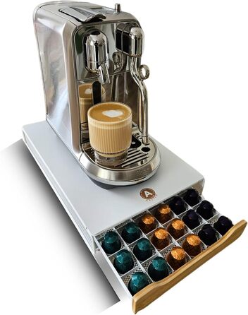 Організатор для капсул кави Nespresso Ahlivo – білий, на 60 капсул, з бамбуковою ручкою