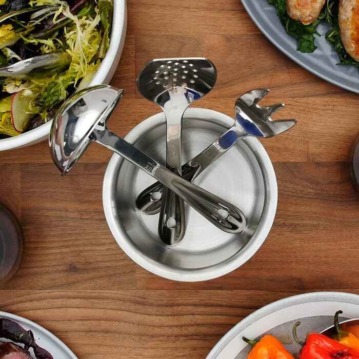 Набір кухонних інструментів All-Clad T236 з нержавіючої сталі (6 предметів) з підставкою, сріблястий