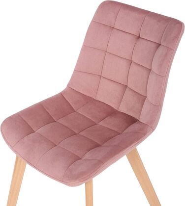 Набір з 2 стільців для обідньої зони Passaic, м'яке оксамитове сидіння, ергономічний дизайн, захист для підлоги, до 150 кг, рожевий колір