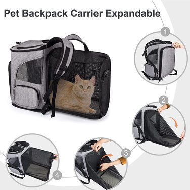 Рюкзак для кішок IREENUO, висувний рюкзак для собак, дихаючий складаний рюкзак для домашніх тварин для кішок і маленьких собак вагою до 8 кг