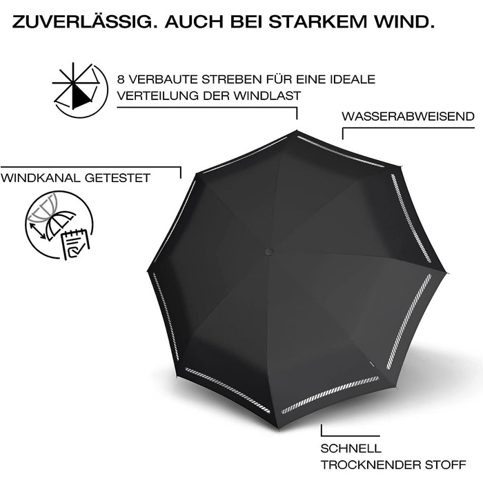 З кишенею парасольки I Маленька кишенькова парасолька з кнопкою I Парасолька автоматична та компактна I Кишенькова парасолька, легка та штормова, світловідбиваюча чорна, 200 Medium Duomatic
