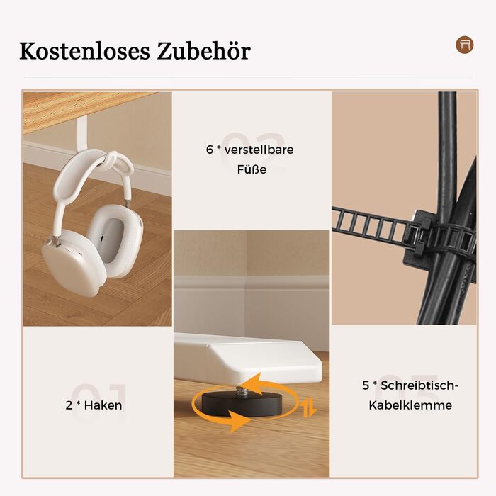 Електричний кутовий стіл Klicelor з регулюванням висоти, L-подібний стіл для стоячи роботи з 3 функціями пам'яті та антиколізійною технологією, ергономічний комп'ютерний стіл, білий (190 x 155 см, світло-коричневий)