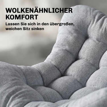 Ротангове крісло-гойдалка для саду з товстими подушками, вуличний/кімнатний гойдалка до 120 кг, 87 x 110 x 70 см, сірий колір