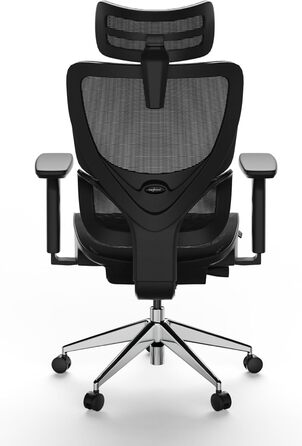 Ергономічне крісло для офісу та геймінгу Ergolutions Senta FX Mesh - чорний + алюміній, регульована 3D-підголовник, сітчаста тканина, для великих людей, 7 років гарантії, сертифікат BIFMA