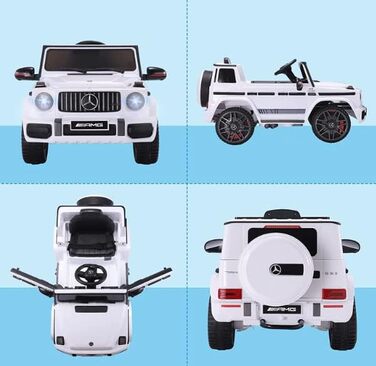 Дитячий електромобіль Mercedes G63 AMG FINOOS, 12V, з пультом, 3 швидкості, LED, музика, USB, білий