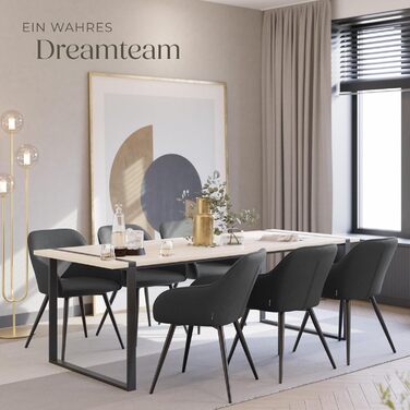 Тектейк® 4x зручний стілець для їдальні з підлокітниками, оббитий, крісло-пуф, lounge стілець для вітальні, їдальні, сучасні кухонні стільці, офісний стілець - (набір 2 шт, антрацит/чорний)