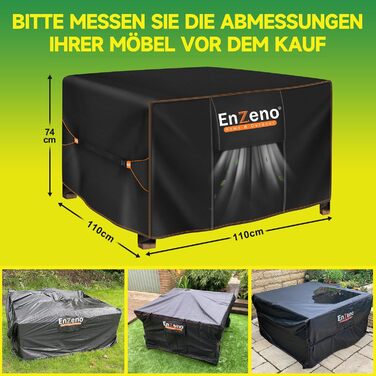 Водонепроникний чохол для садово-патіо меблів Enzeno, 420D Oxford, захист від зимових опадів (110x110x74 см)
