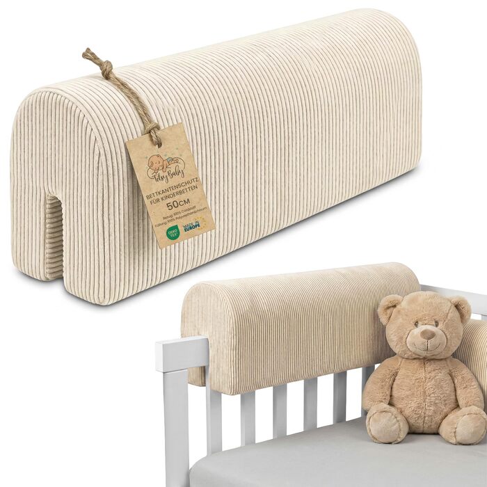 Захист для ліжечка дитячого Bettkantenschutz 50 см, бежевий, з м'яким бортиком Minky