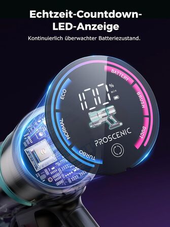 Бездротовий пилосос Proscenic P11 Ultra: потужний, легкий, з акумулятором 50 хвилин, сенсорний екран, антизаплутування, для дому, авто та видалення шерсті тварин (сірий)