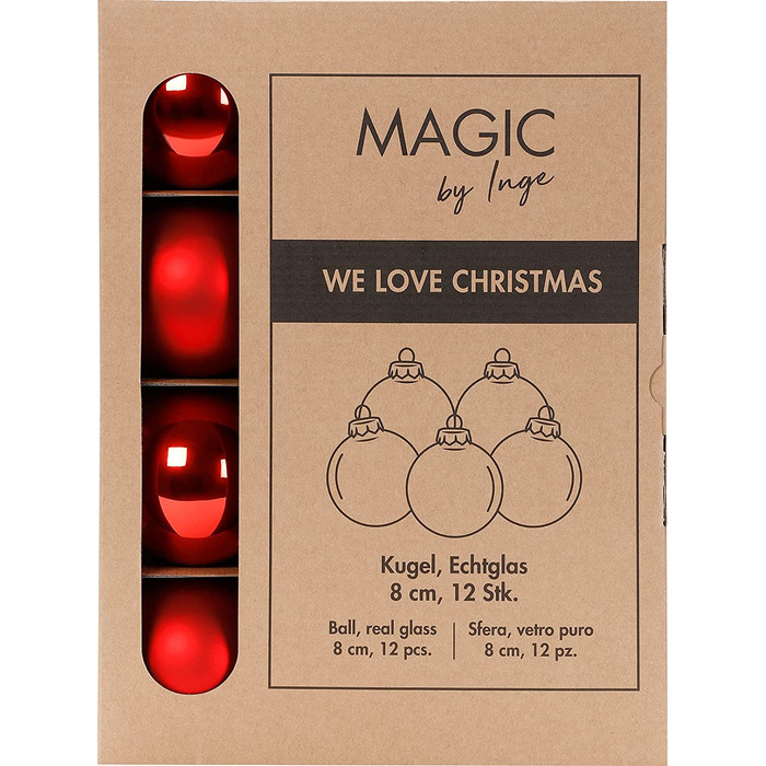 Різдвяні кулі INGE-Glas Magic 12 шт 8 см сріблясті