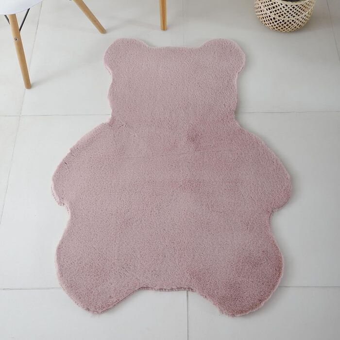 Дитячий килимок SIMPEX Shaggy Bear Shape 80 x 100 см Pink Runner - Kuntsfur Rug Дитячий ігровий килимок Антиалергенний і Extra Soft - Килимки для дитячої кімнати для хлопчика і дівчинки Дитячий килимок