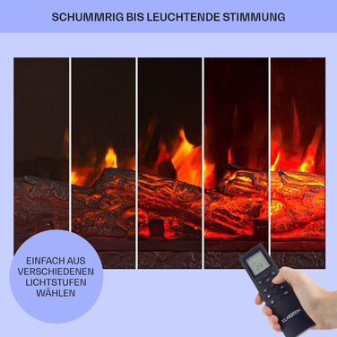 Електрокамін Klarstein Bormio Smart, 1900 Вт, з LED-полум'ям, термостатом, таймером і дистанційним керуванням, чорний – електрообігрівач для вітальні