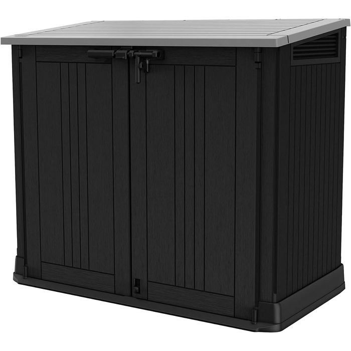 Keter Store it Out Nova пластиковий сарай для саду, 132x71,5x113,5 см, 880 л, темно-сірий, для 2x120 л сміттєвих баків, вуличний, водостійкий, з можливістю замикання