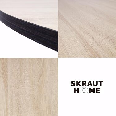 Круглий стіл для їжі Skraut Home Zen | 90x90x77 см | на 4 особи | Матеріал: дуб/чорний | для вітальні