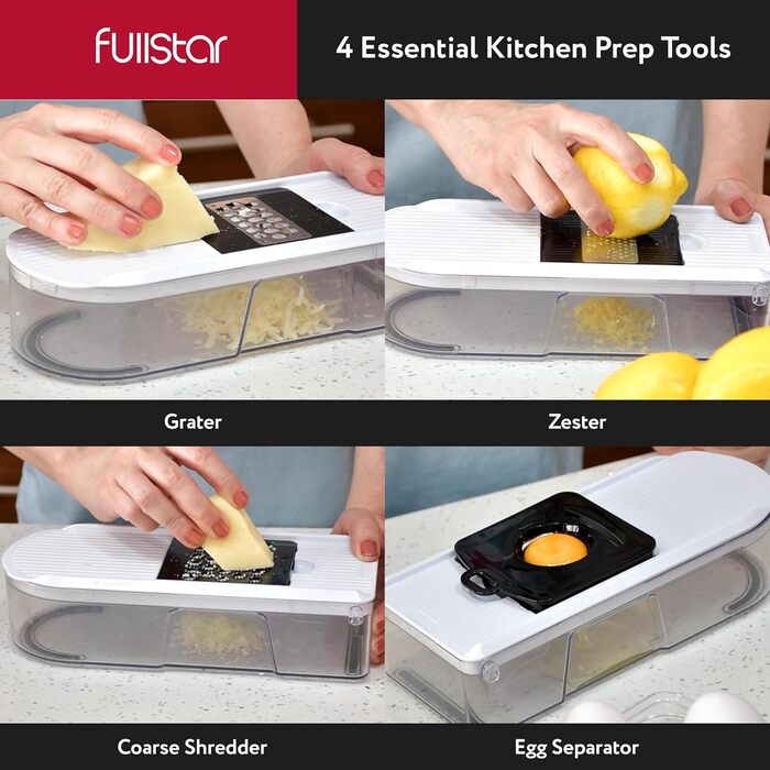 Многофункціональний овочевий слайсер-терка 10-в-1: слайсер для овочів, тертка для сиру, набір для нарізки соломкою, нарізчик для огірків, цибулі, картоплі та фруктів (білий)