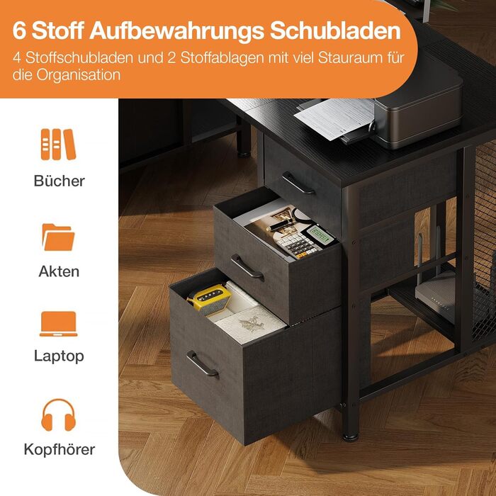 Комп'ютерний стіл Coleshome з 6 висувними ящиками, 160x52 см, білий, для дому та офісу