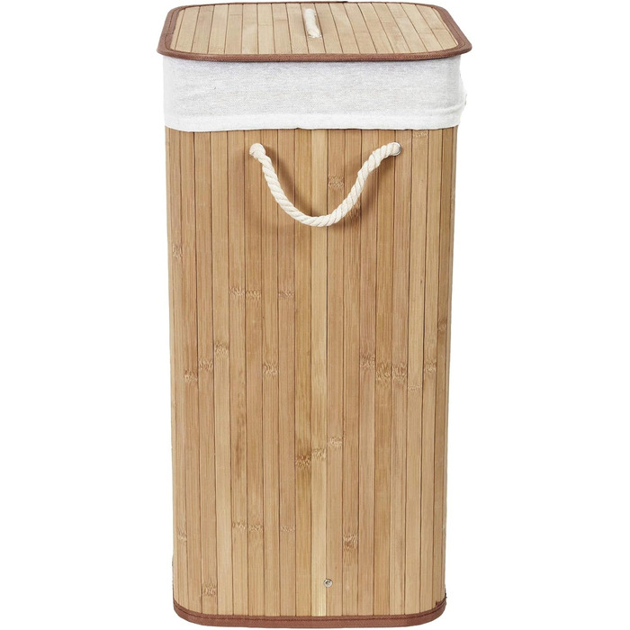 Кошик для білизни з бамбука з винімним мішком - стильний кошик для ванної, спальні або пральні - декоративне зберігання в стилі SPA, квадратний