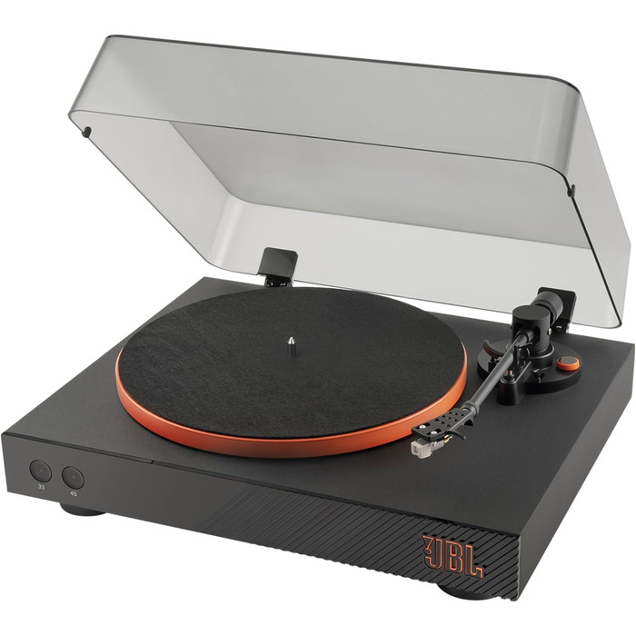 Вініловий програвач JBL Spinner BT з Bluetooth та aptX HD, чорний/помаранчевий, преміум-якість